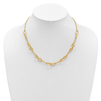 Load image into Gallery viewer, 14K Polished and Brushed 2-Strand Navette Link Necklace
