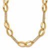 14K Polished and Brushed 2-Strand Navette Link Necklace
