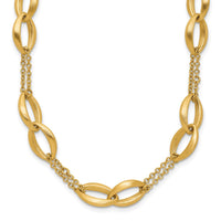 Load image into Gallery viewer, 14K Polished and Brushed 2-Strand Navette Link Necklace
