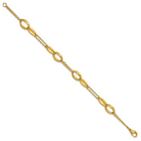 Load image into Gallery viewer, 14K Polished and Brushed 2-Strand Navette Link Bracelet
