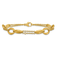 Load image into Gallery viewer, 14K Polished and Brushed 2-Strand Navette Link Bracelet
