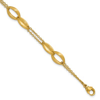 Load image into Gallery viewer, 14K Polished and Brushed 2-Strand Navette Link Bracelet
