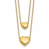 14K Polished Two-Strand Hearts with 1 Inch Ext. Necklace