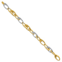 Load image into Gallery viewer, 14K Two-tone Polished Tapered Oval Link Bracelet
