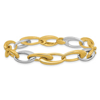 Load image into Gallery viewer, 14K Two-tone Polished Tapered Oval Link Bracelet
