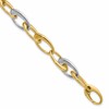 14K Two-tone Polished Tapered Oval Link Bracelet