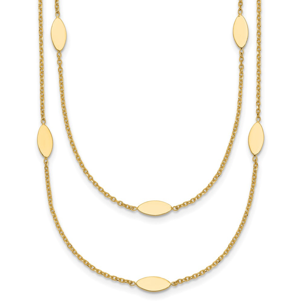 14K Polished Fancy 2-Strand Navette w/ 2in Ext. Necklace
