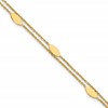 14K Polished Fancy 2-Strand Navette w/ .5in Ext. Bracelet