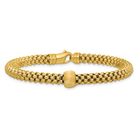 Load image into Gallery viewer, 14K Polished and Brushed Bead Popcorn Mesh Bracelet
