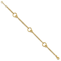 Load image into Gallery viewer, 14K Polished 2-Strand Double Circle w/ .5in Ext. Bracelet
