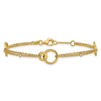 Load image into Gallery viewer, 14K Polished 2-Strand Double Circle w/ .5in Ext. Bracelet
