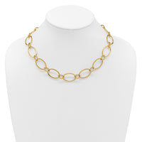 Load image into Gallery viewer, 14K Polished Fancy Mixed Oval Link Necklace

