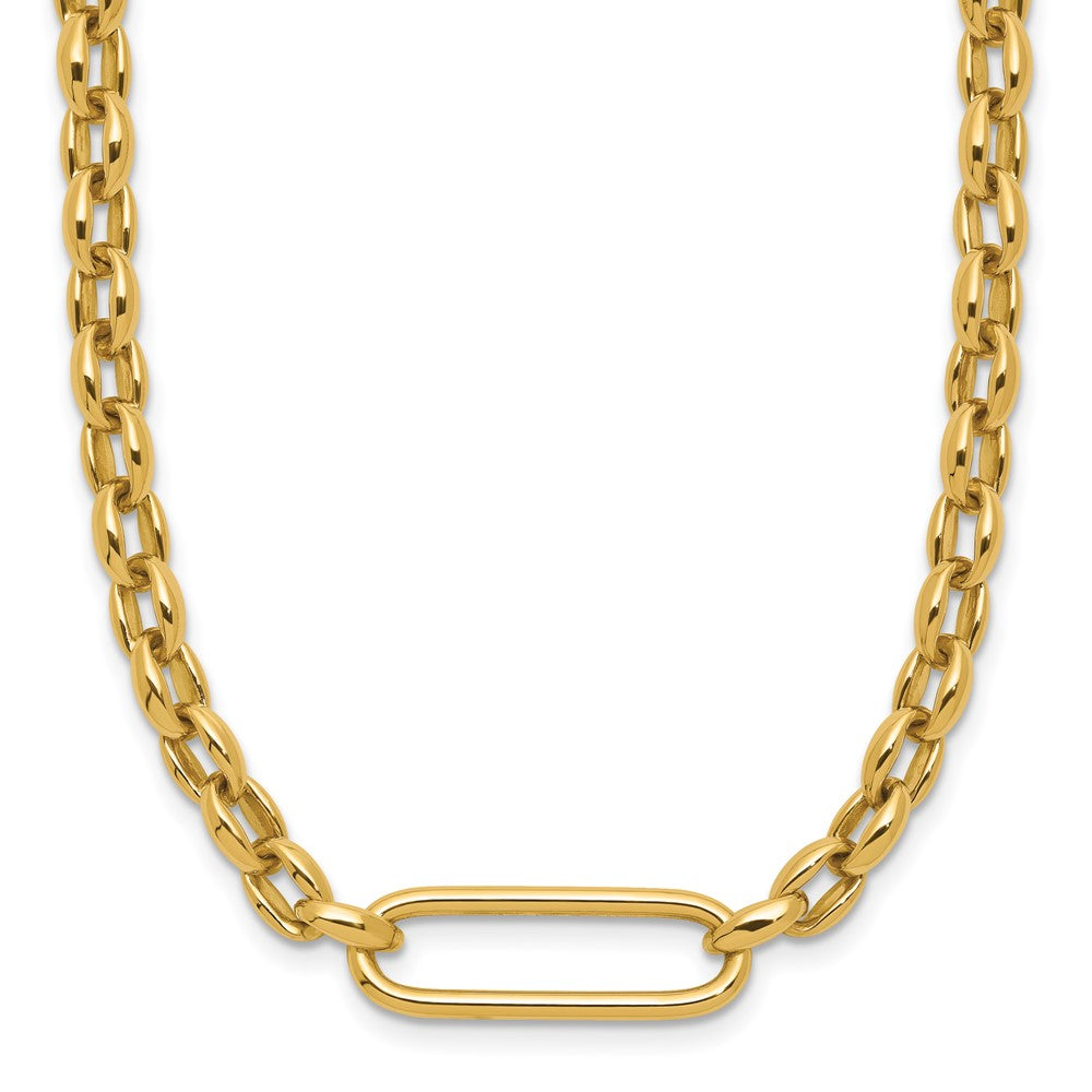 14K Polished Fancy Elongated Oval Link Necklace