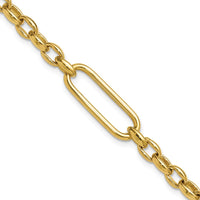 Load image into Gallery viewer, 14K Polished Fancy Elongated Oval Link Bracelet
