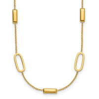 Load image into Gallery viewer, 14K Polished Elongated Oval and Bar w/2in Ext. Necklace
