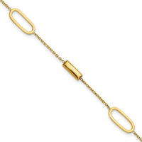 Load image into Gallery viewer, 14K Polished Elongated Oval and Bar w/.5in Ext. Bracelet
