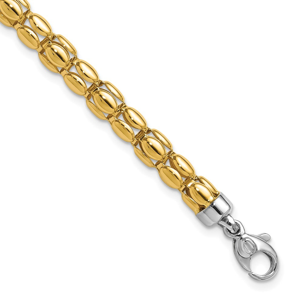 14K Two-tone Polished 5.5mm Popcorn Link Bracelet