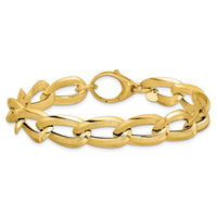 Load image into Gallery viewer, 14K Polished and Laser-cut Fancy Oval Link Bracelet
