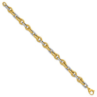 Load image into Gallery viewer, 14K Two-tone Polished Fancy Flat Edge Link Bracelet
