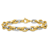 Load image into Gallery viewer, 14K Two-tone Polished Fancy Flat Edge Link Bracelet
