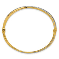 Load image into Gallery viewer, 14K w/Rhodium Polished and Diamond-Cut Hinged Bangle
