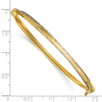 Load image into Gallery viewer, 14K w/Rhodium Polished and Diamond-Cut Hinged Bangle
