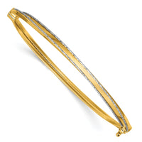 Load image into Gallery viewer, 14K w/Rhodium Polished and Diamond-Cut Hinged Bangle
