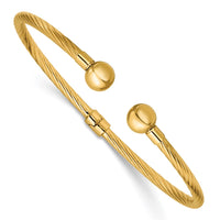 Load image into Gallery viewer, 14K Polished and Twisted w/ Beads Hinged Cuff Bangle
