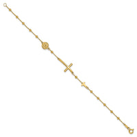 Load image into Gallery viewer, 14K Polished Cross and Beaded Bracelet
