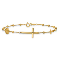 Load image into Gallery viewer, 14K Polished Cross and Beaded Bracelet
