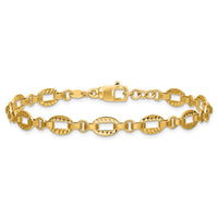 Load image into Gallery viewer, 14K Polished and Diamond-cut Fancy Link w/.5in Ext. Bracelet
