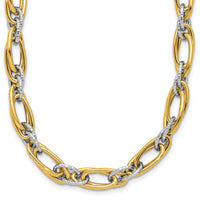 Load image into Gallery viewer, 14K Two-tone Polished and Textured Fancy Link Necklace
