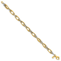 Load image into Gallery viewer, 14K Two-tone Polished and Textured Fancy link Bracelet
