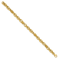 Load image into Gallery viewer, 14K Polished and Textured Fancy Link Bracelet
