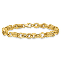 Load image into Gallery viewer, 14K Polished and Textured Fancy Link Bracelet
