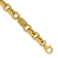 Load image into Gallery viewer, 14K Polished and Textured Fancy Link Bracelet
