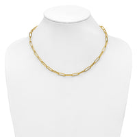 Load image into Gallery viewer, 14K Polished and Dimond-cut Paperclip Link Necklace
