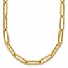 14K Polished and Dimond-cut Paperclip Link Necklace