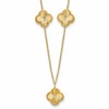 14K Polished and Diamond-cut Clover Station Necklace