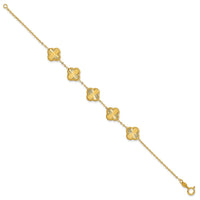 Load image into Gallery viewer, 14K Polished and Diamond-cut Clover Station Bracelet
