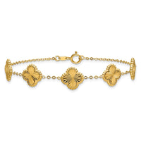 Load image into Gallery viewer, 14K Polished and Diamond-cut Clover Station Bracelet

