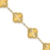 14K Polished and Diamond-cut Clover Station Bracelet