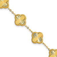 Load image into Gallery viewer, 14K Polished and Diamond-cut Clover Station Bracelet
