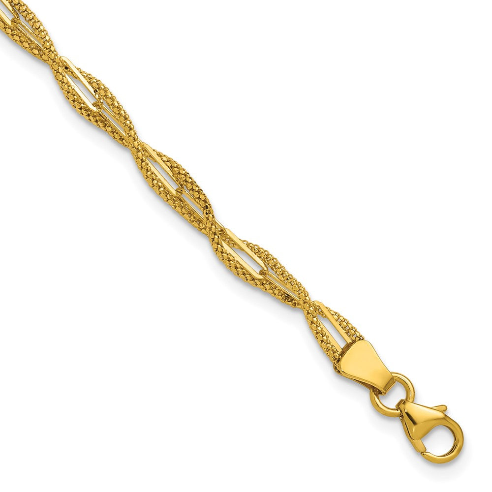 14K Polished and Textured Twist Bracelet