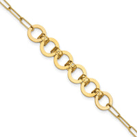 Load image into Gallery viewer, 14K Polished Circles Paperclip Link Bracelet
