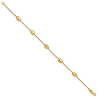 Load image into Gallery viewer, 14K Polished and Dia-cut Oval Station Bracelet
