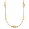 14K Polished Fancy Oval Station with 2in ext. Necklace