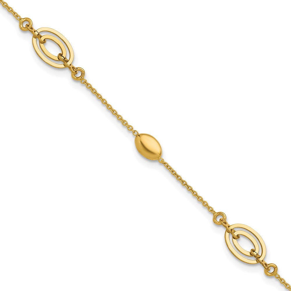14K Polished Fancy Oval Station Bracelet