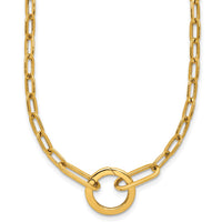 Load image into Gallery viewer, 14K Polished Paperclip with Circle Ring Clasp Necklace
