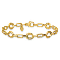 Load image into Gallery viewer, 14K Polished and Textured Fancy Link Bracelet
